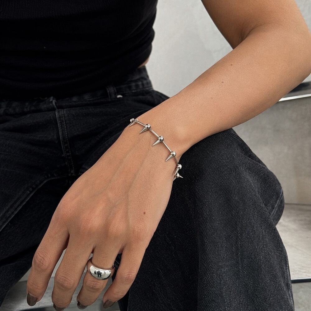 Eddie Borgo Sterling Silver Spike Bracelet 13g Punk Rock Gothic Goth Brutalist